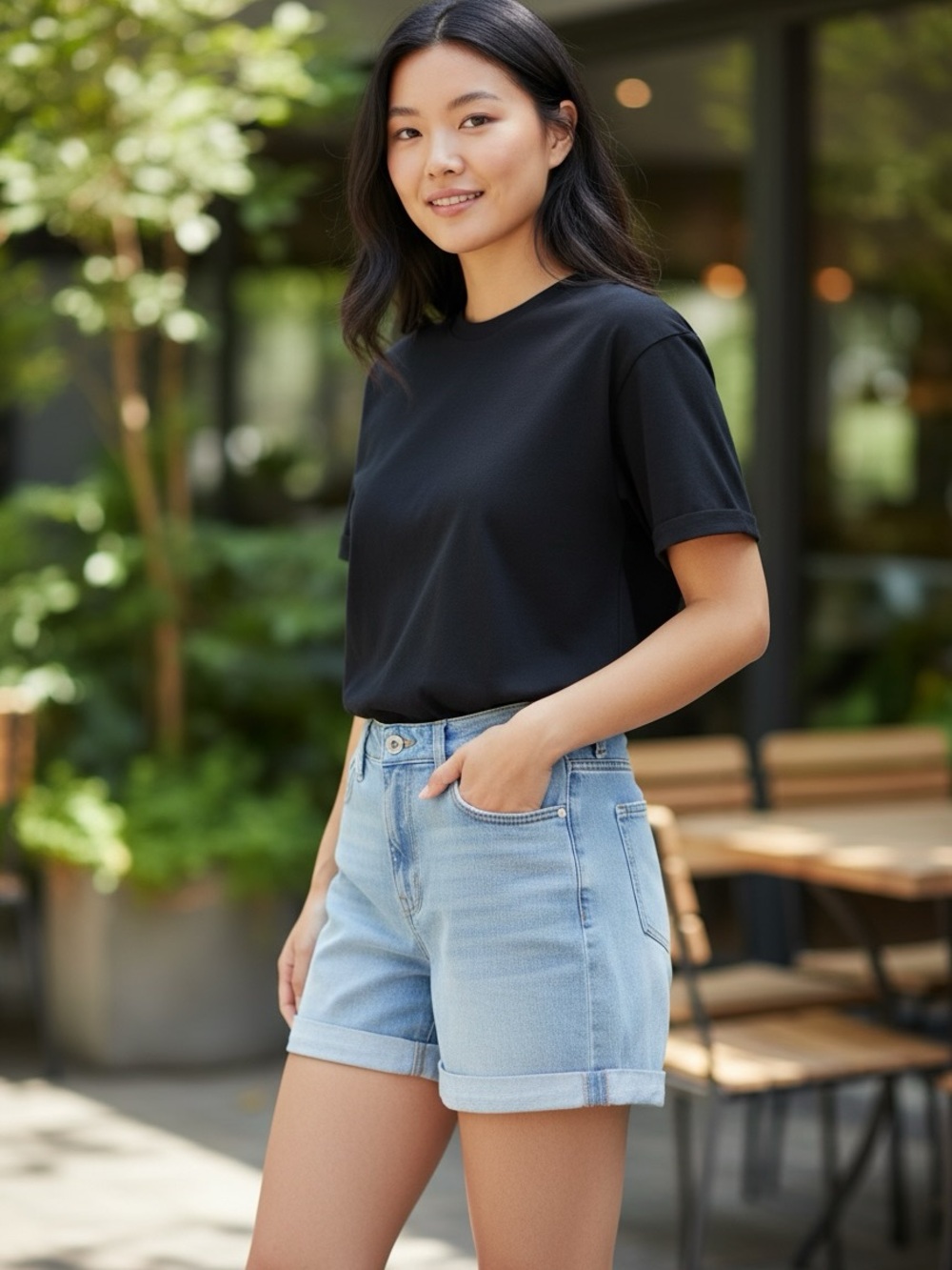 Rachel Roy Light  Blue Denim Rolled-Hem Shorts